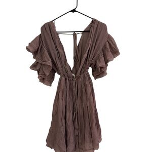 Elegant Mauve Ruffle Dress
